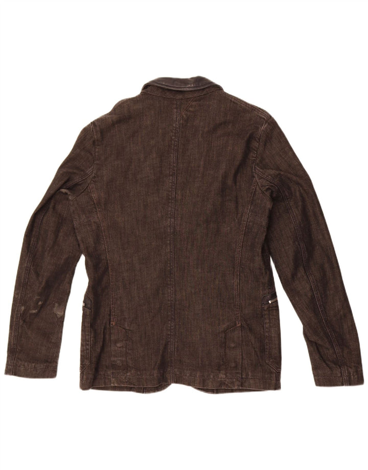 Diesel Herre 3-knaps Denim Blazer Jacket UK 38 Medium Sort Flecked Bomuld