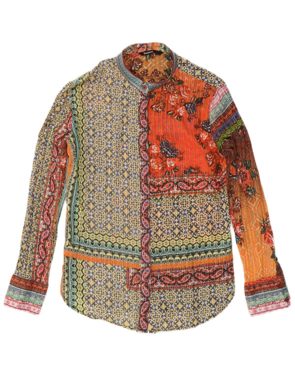 Desigual skjortebluse til kvinder UK 14 Stor flerfarvet geometrisk bomuld