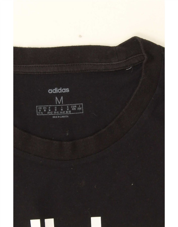 Adidas Dame Grafisk T-Shirt Top UK 12/14 Medium Sort