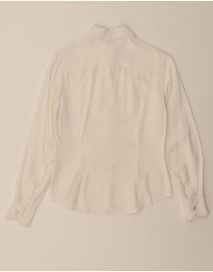 STEFANEL Womens Shirt Blouse UK 10 Small White Rayon Vintage Stefanel and Second-Hand Stefanel from Messina Hembry 