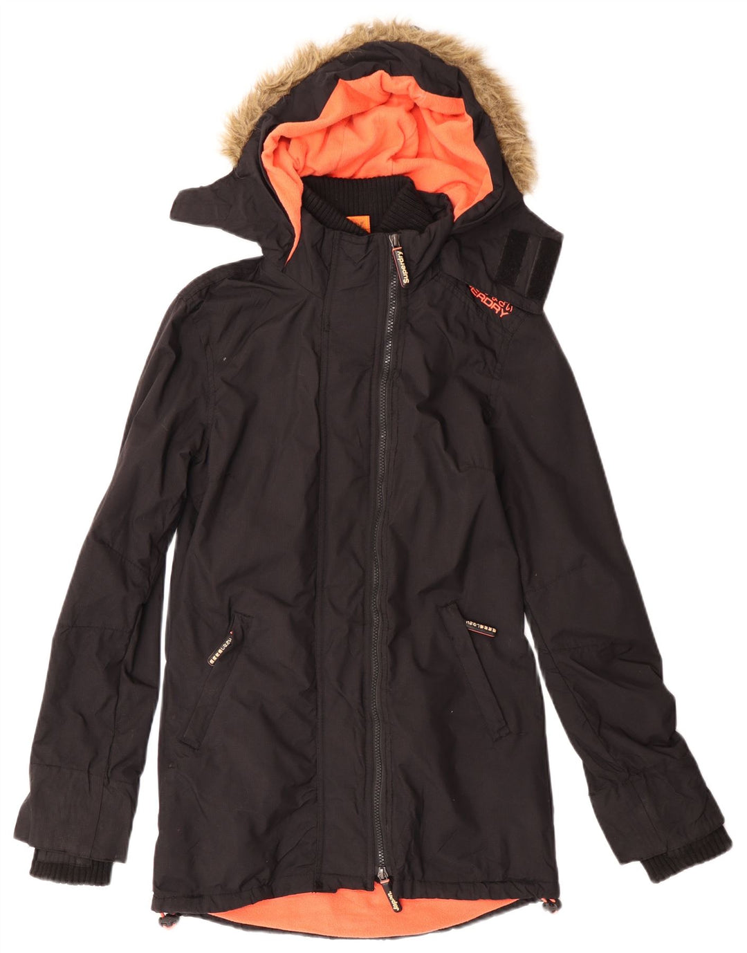 Superdry Parkajakke med hætte til kvinder UK 2 2XS Sort
