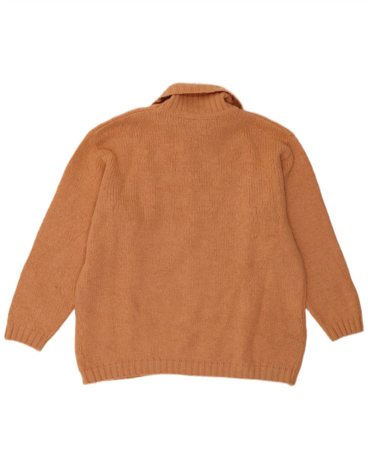 Vintage Dame Roll Neck Jumper Sweater UK 16 Large Orange