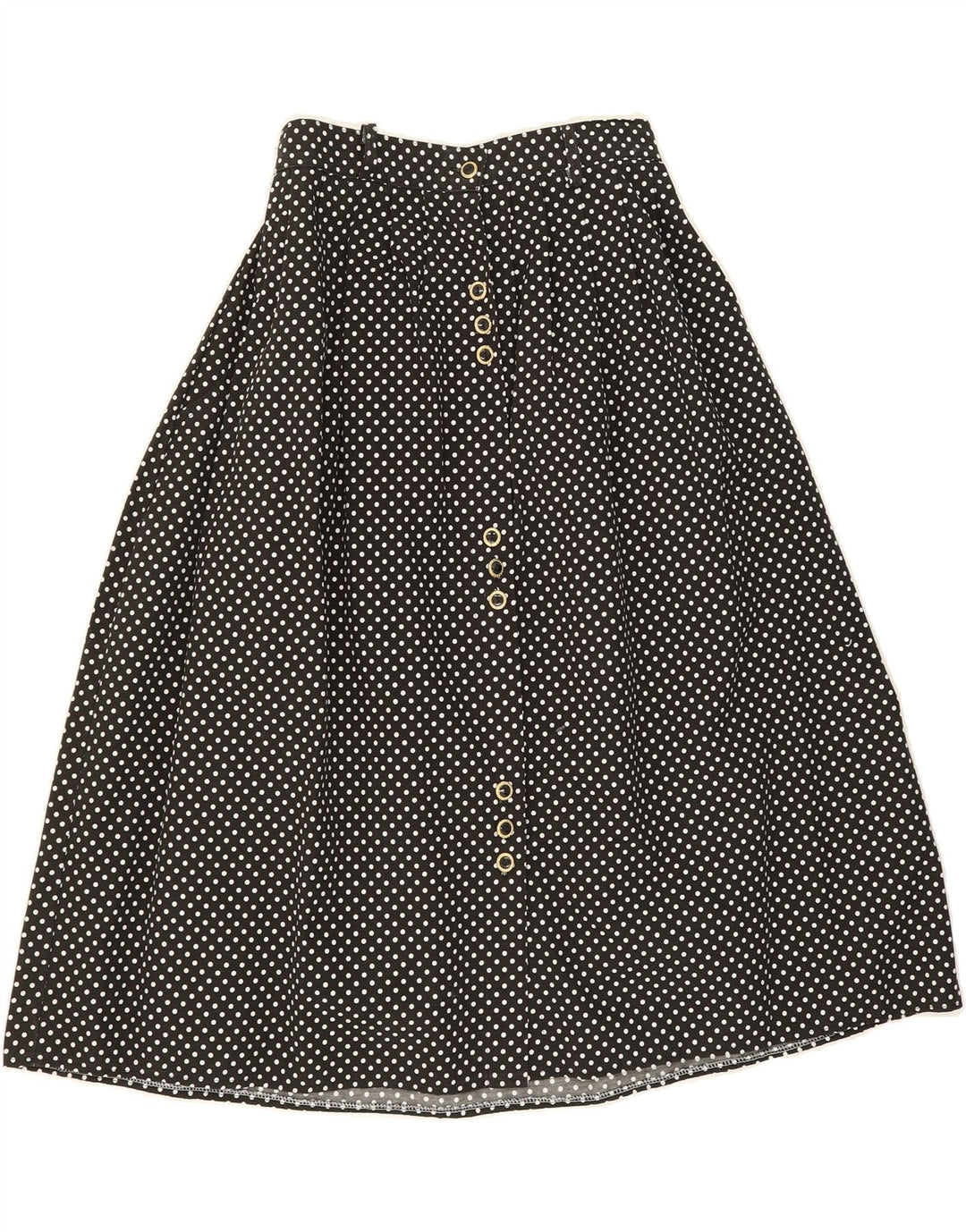 VINTAGE Womens A-Line Skirt W26 Small  Black Spotted Viscose Vintage Vintage and Second-Hand Vintage from Messina Hembry 