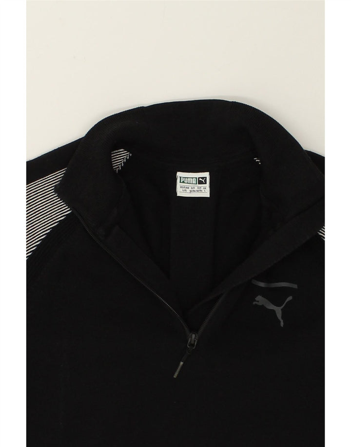 PUMA Mens Pullover Tracksuit Top Jacket Large Black Colourblock Nylon | Vintage Puma | Thrift | Second-Hand Puma | Used Clothing | Messina Hembry 