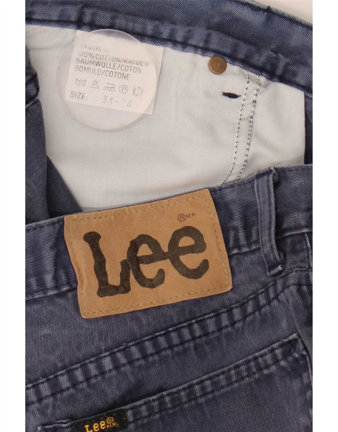Lee Mens Brooklyn Straight Jeans W34 L34 Marineblå Bomuld