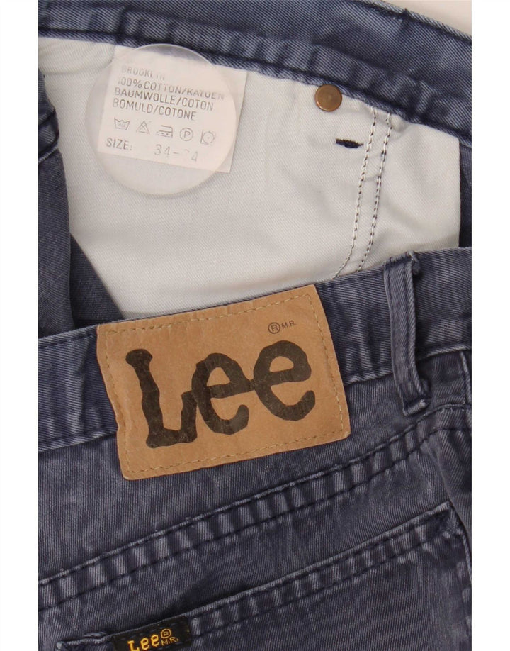 Lee Mens Brooklyn Straight Jeans W34 L34 Marineblå Bomuld