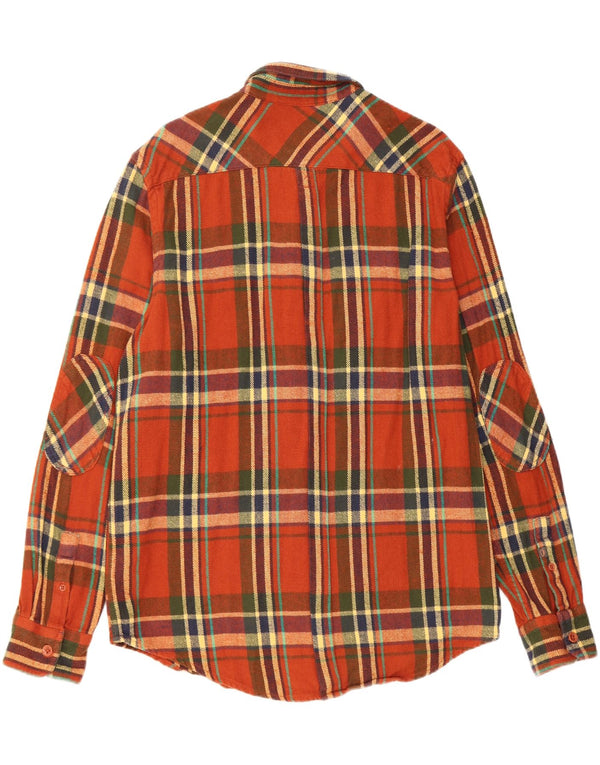 Ben Sherman Mens Flannel Shirt 2XL Brown Plaid Cotton