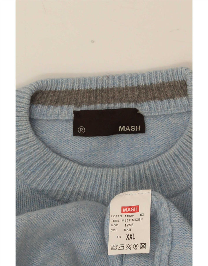 Mash Herre Crew Neck Jumper Sweater 2XL Blå Uld