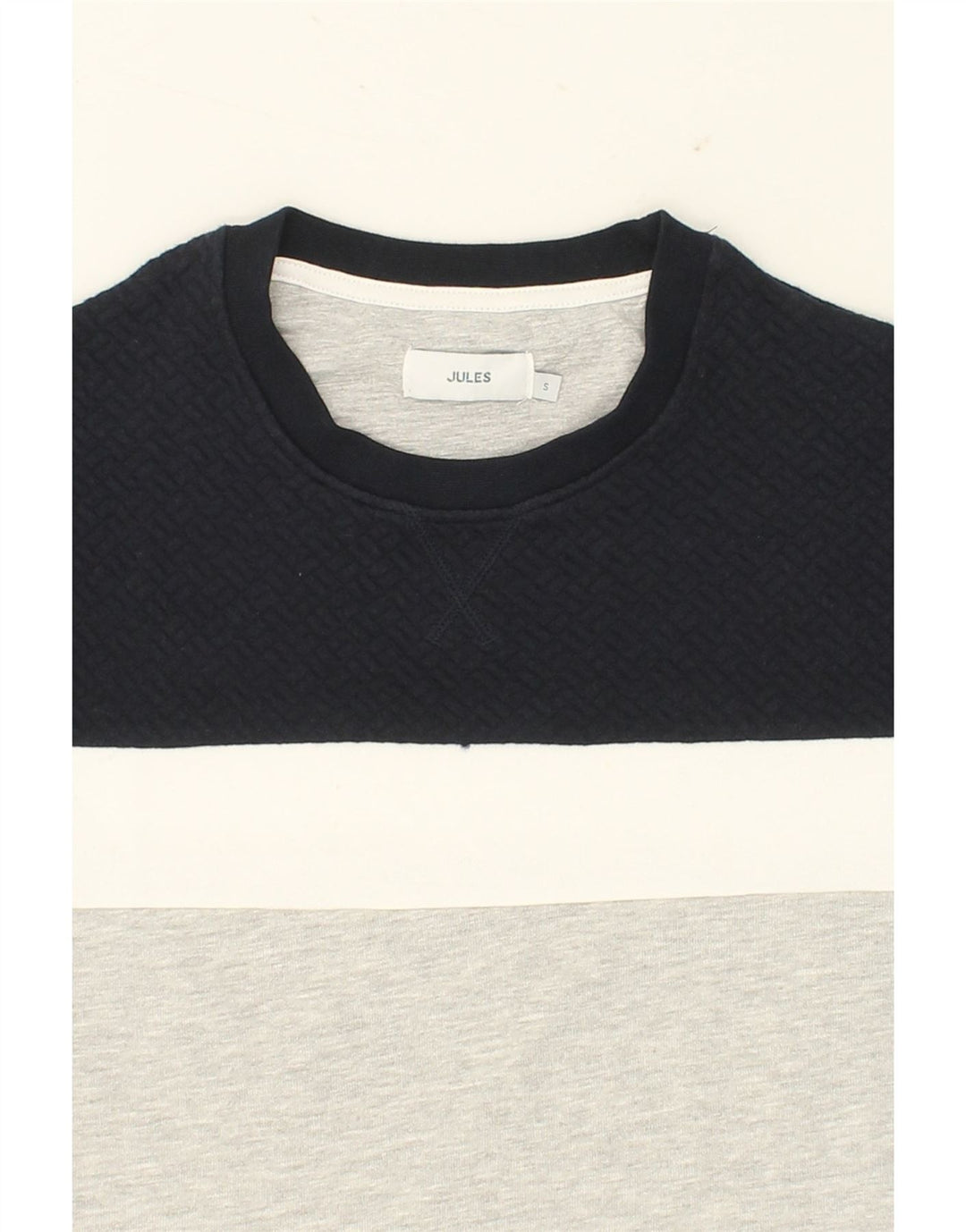 JULES Mens Sweatshirt Jumper Small Grey Colourblock Cotton Vintage Jules and Second-Hand Jules from Messina Hembry 