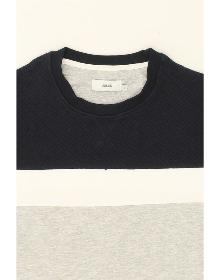 JULES Mens Sweatshirt Jumper Small Grey Colourblock Cotton Vintage Jules and Second-Hand Jules from Messina Hembry 