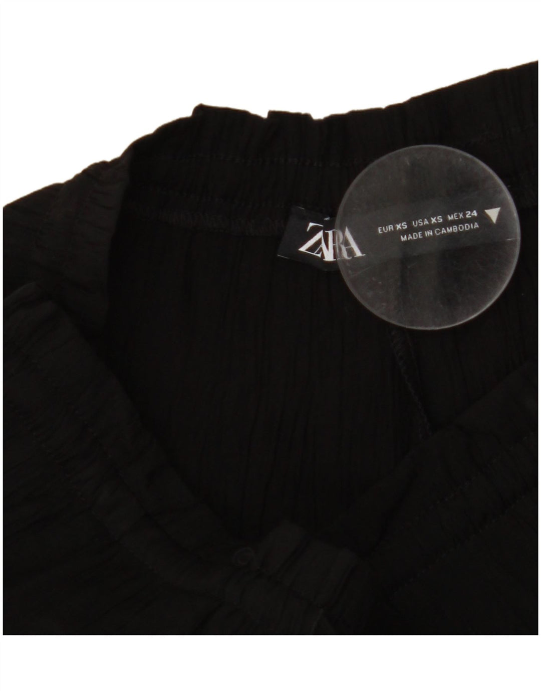 ZARA Damebukser med høj talje og brede ben UK 4 XS W24 L11 Sort