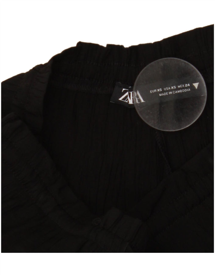 ZARA Damebukser med høj talje og brede ben UK 4 XS W24 L11 Sort