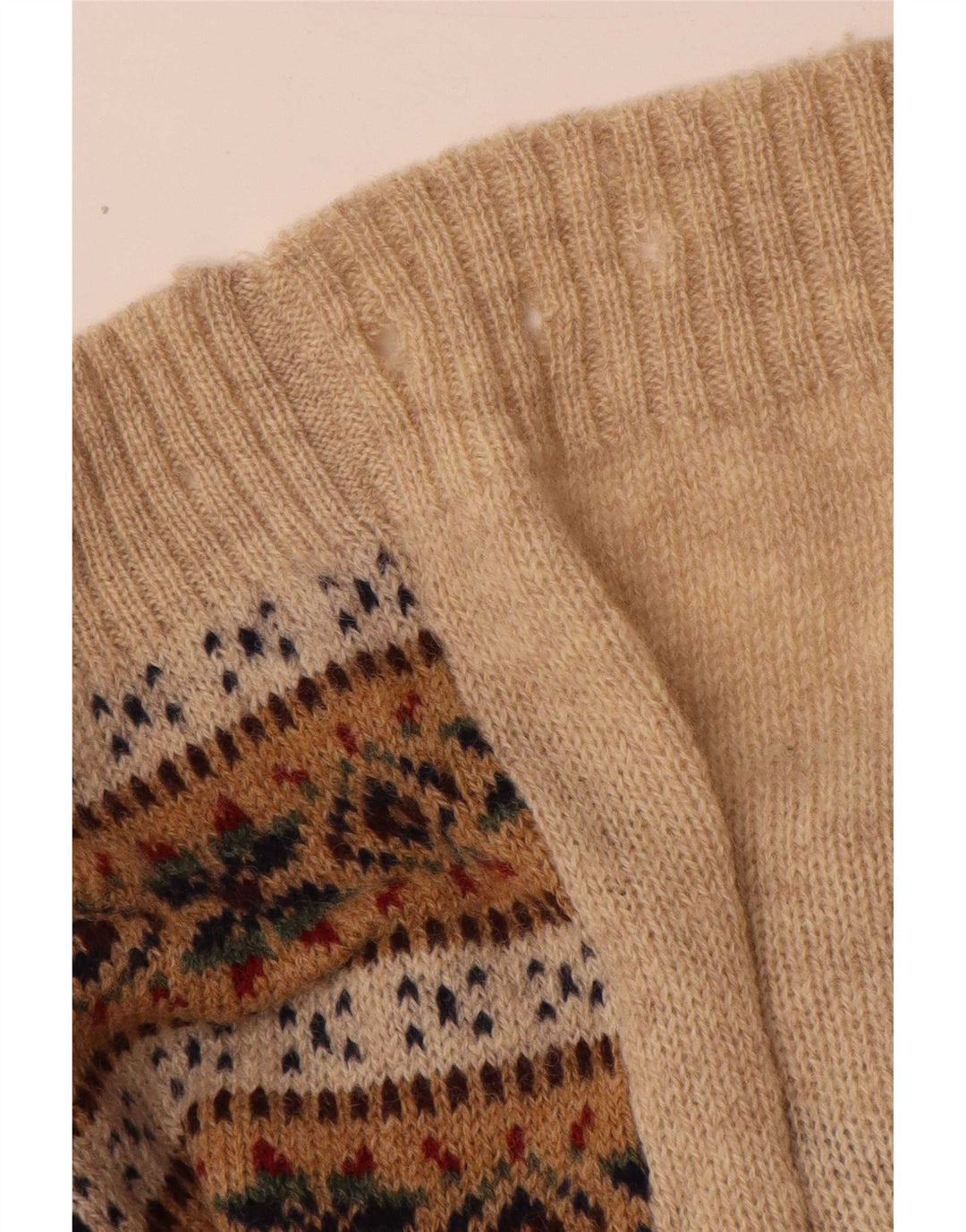 Mark Astor Herrevest Tank Top XL Beige Fair Isle Wool