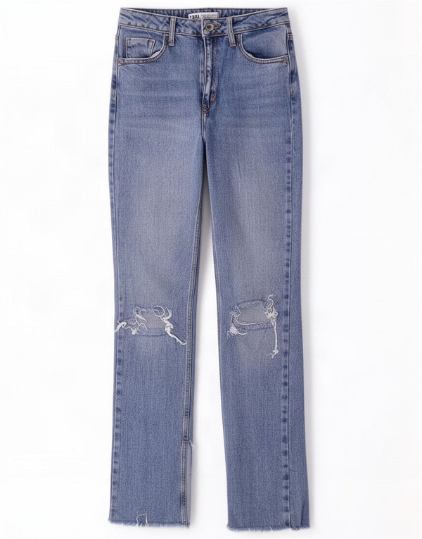 Zara Womens Distressed Bootcut Jeans EU 36 XS W26 L33 Blue
