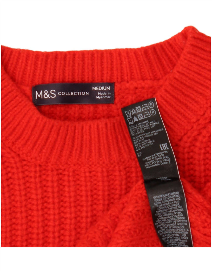 Marks & Spencer Dame sweater med rund hals DK 14 Medium Rød Akryl