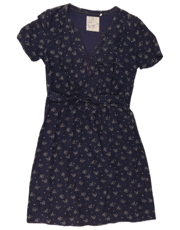 Fat Face Kvinder A-Line Kjole UK 10 Small Navy Blue Floral
