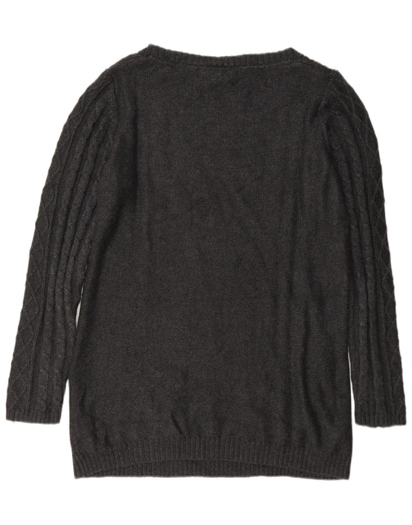 Fat Face Dame Boat Neck Jumper Sweater UK 16 Stor Grå Bomuld