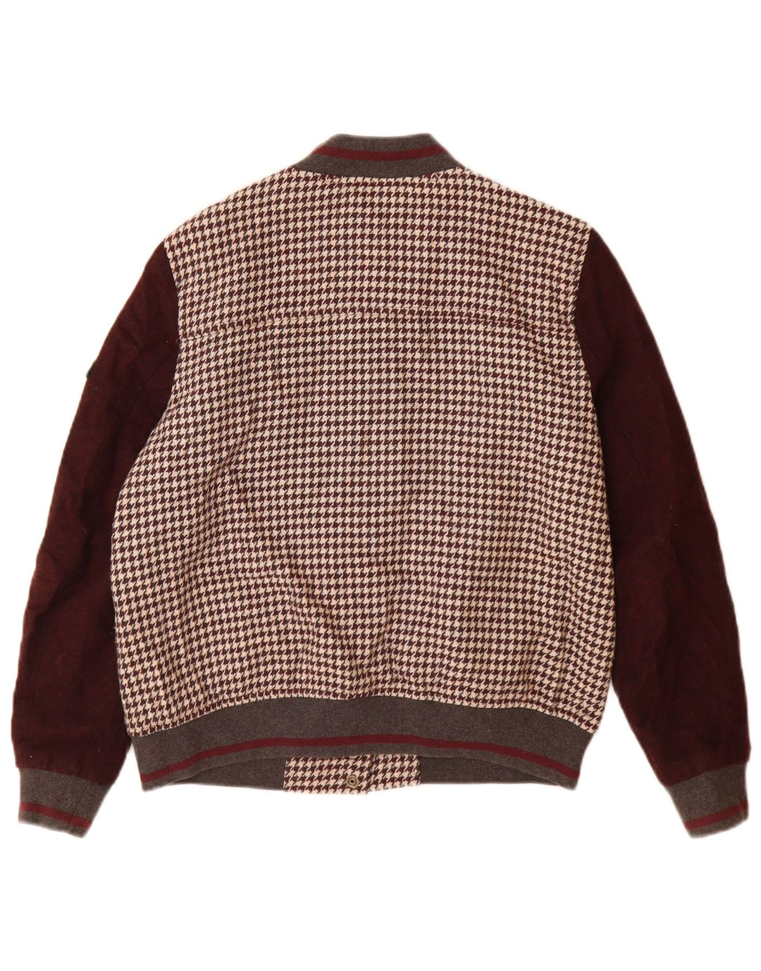 Zara Womens Varsity Jacket UK 14 Medium Brown Houndstooth Akryl