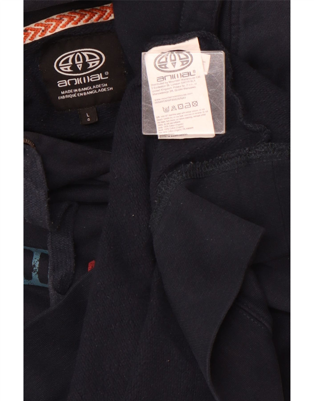 ANIMAL Grafisk hættetrøje til mænd Stor marineblå bomuld