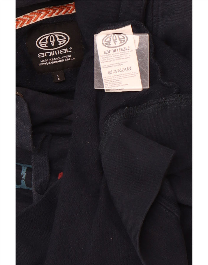 ANIMAL Grafisk hættetrøje til mænd Stor marineblå bomuld