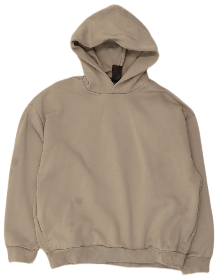 Adidas Herre Grafisk Oversized Hoodie Jumper Small Beige
