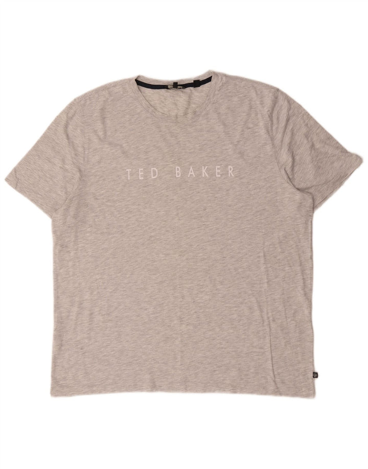 Ted Baker Herre grafisk T-shirt Top Størrelse 6 2XL Grå Flecked Bomuld