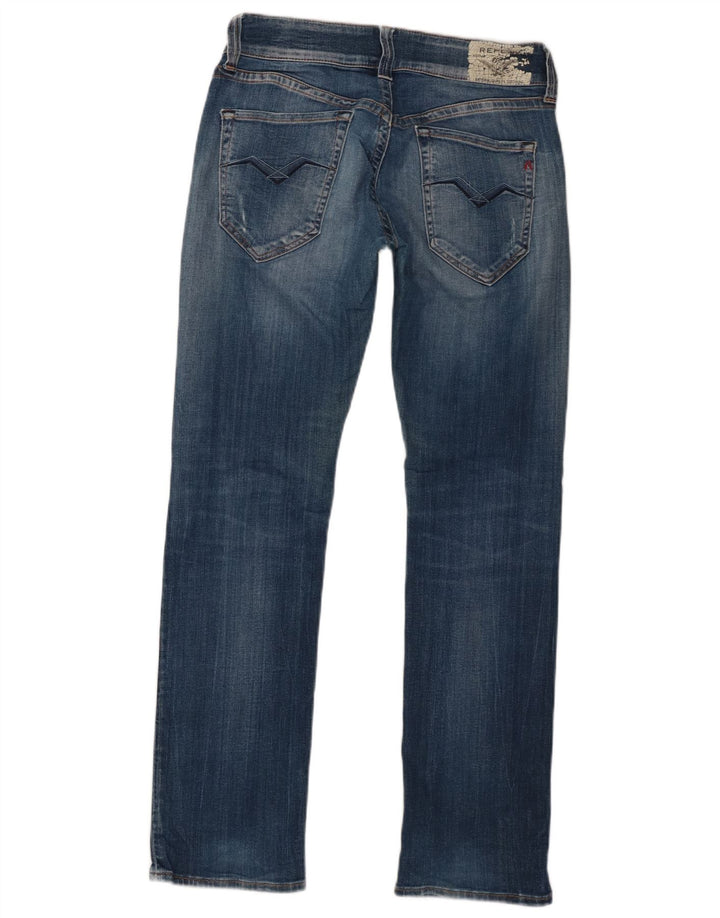 Replay Dame Slim Jeans W27 L30 Blå Bomuld