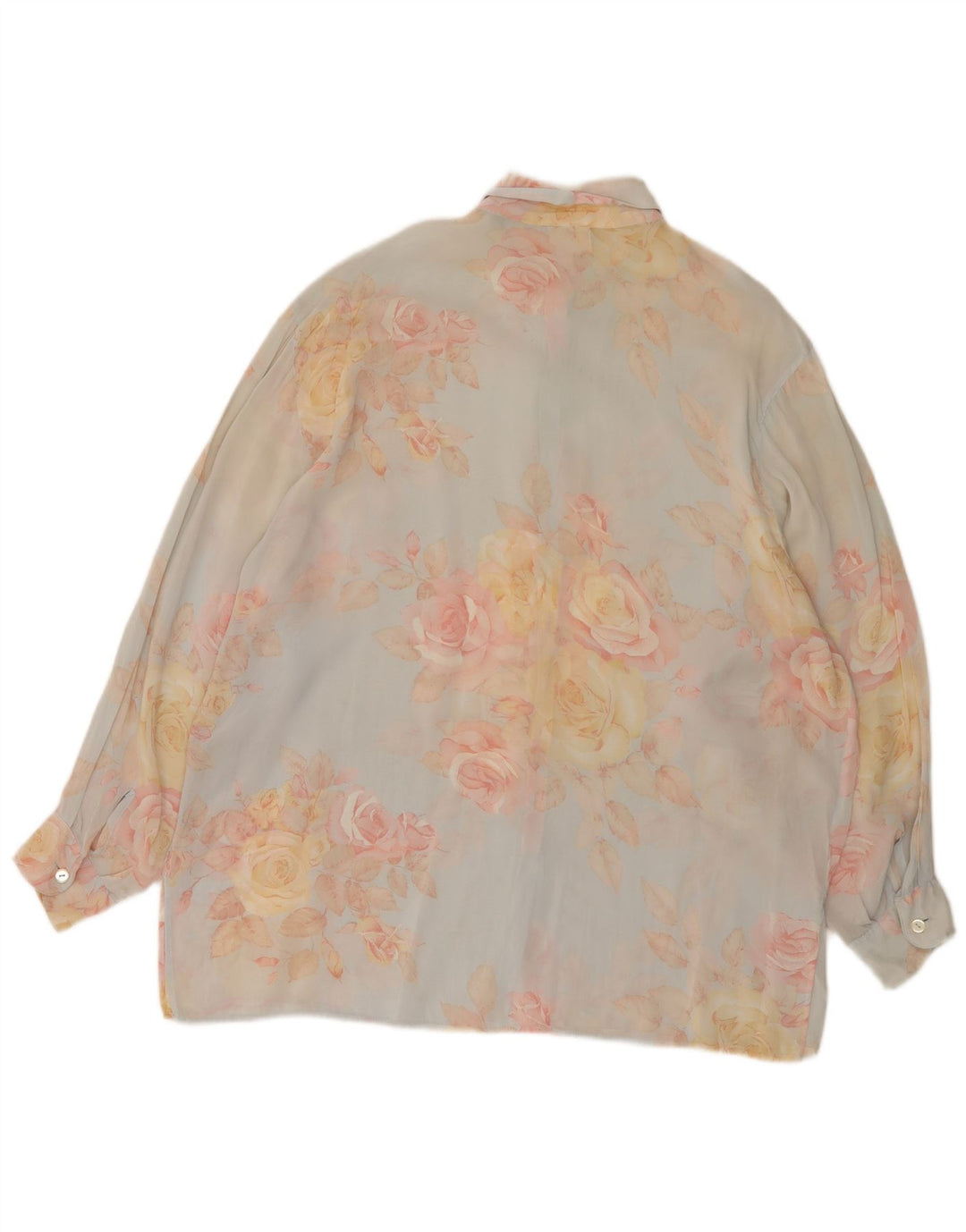 Og Dame Oversized Skjorte Bluse IT 44 Medium Blue Floral Viscose