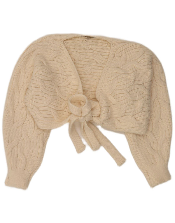 Zara Womens Oversized Bolero Cardigan Sweater UK 10 Small Off White Akryl