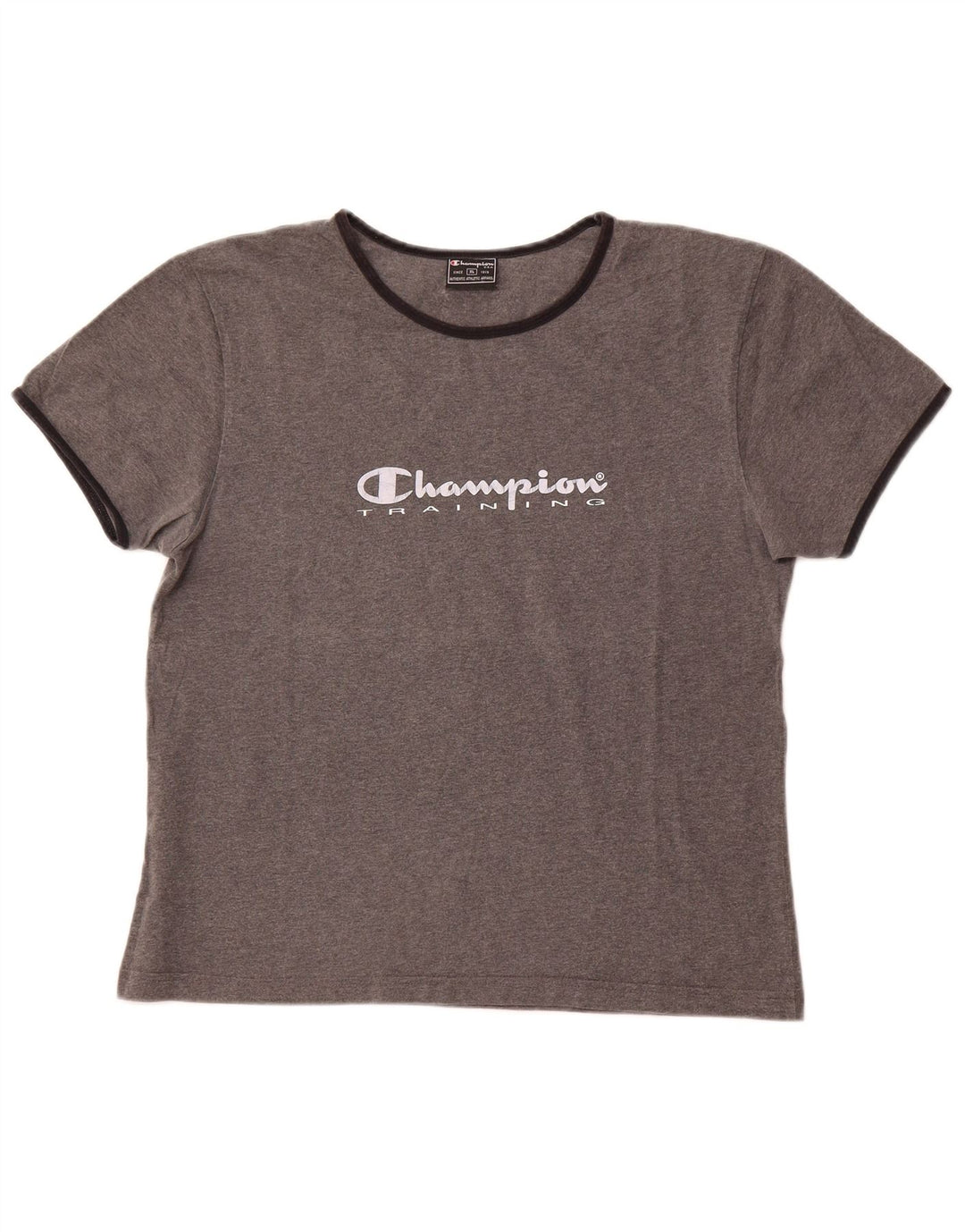 CHAMPION Dame Grafisk T-Shirt Top UK 18 XL Grå Bomuld