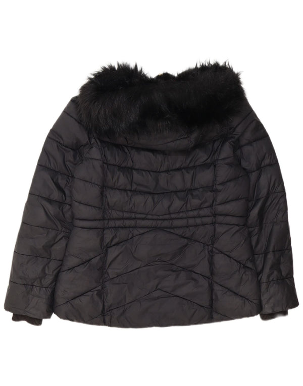 Barbour Dame Hætte Polstret Jakke UK 14 Stor Sort Polyester