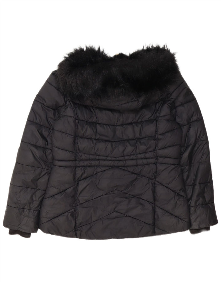 Barbour Dame Hætte Polstret Jakke UK 14 Stor Sort Polyester