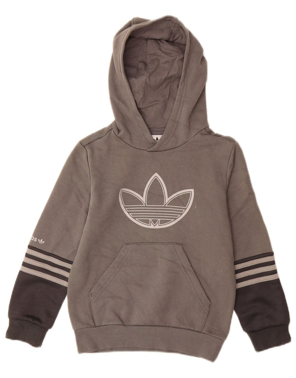 Adidas Grafisk hættetrøje til drenge 7-8 år Grå bomuld