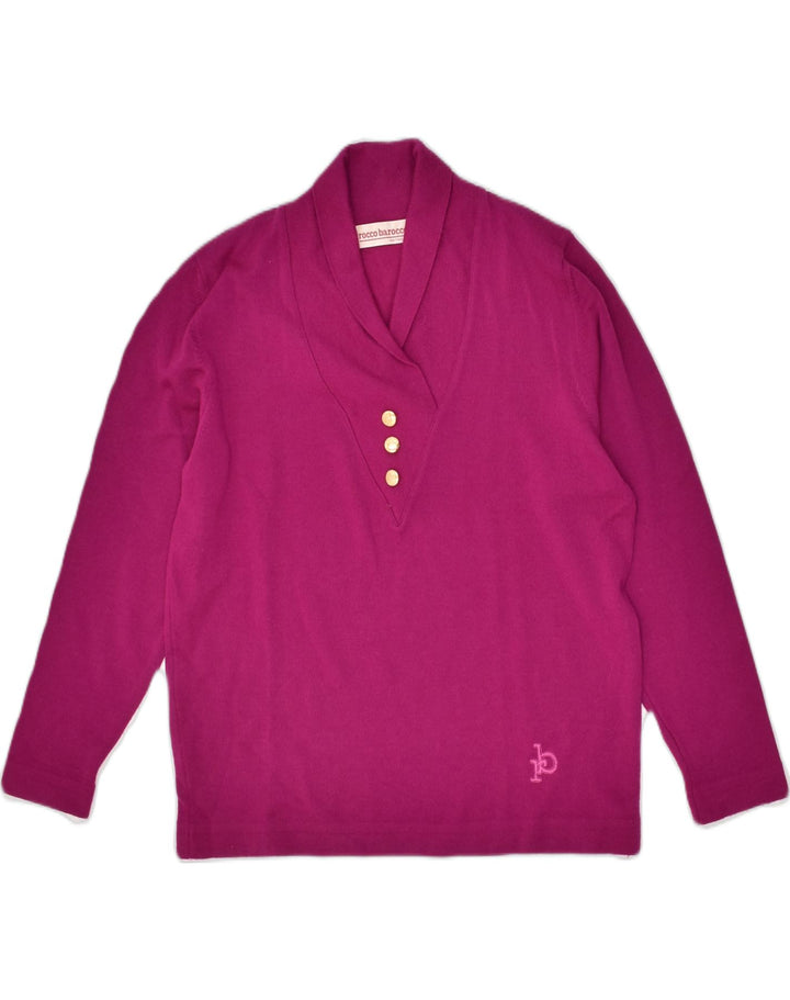 ROCCOBAROCCO Womens Shawl Neck Jumper Sweater US 10 Large Burgundy Wool | Vintage Roccobarocco | Thrift | Second-Hand Roccobarocco | Used Clothing | Messina Hembry 