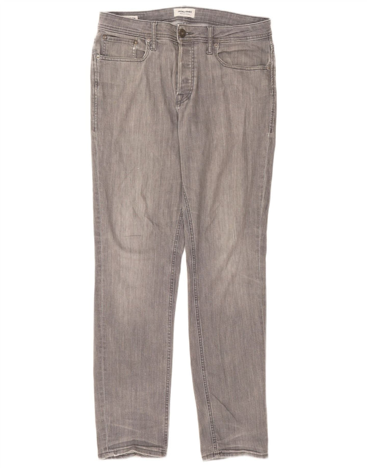 JACK & JONES Herre Tim Slim Straight Jeans W33 L34 Grå Bomuld