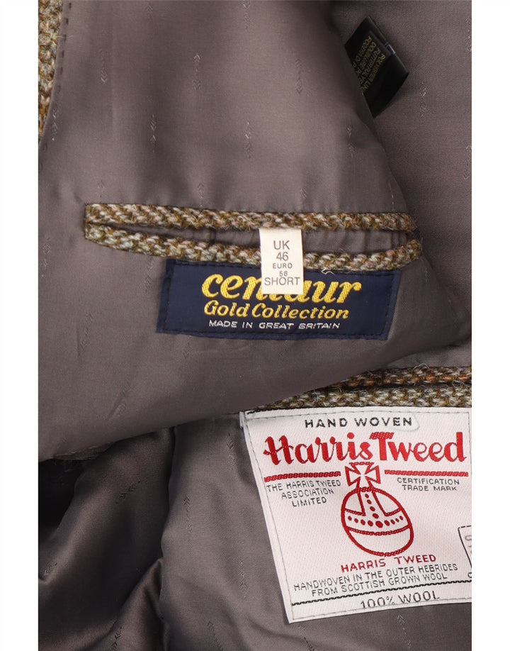 HARRIS TWEED Herre 2-knaps blazerjakke UK 46 3XL Grøn sildebensuld