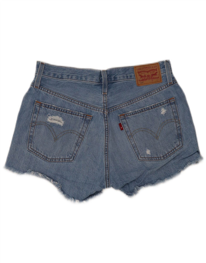 LEVI'S Womens 501 Distressed denimshorts W27 Små blå bomuld
