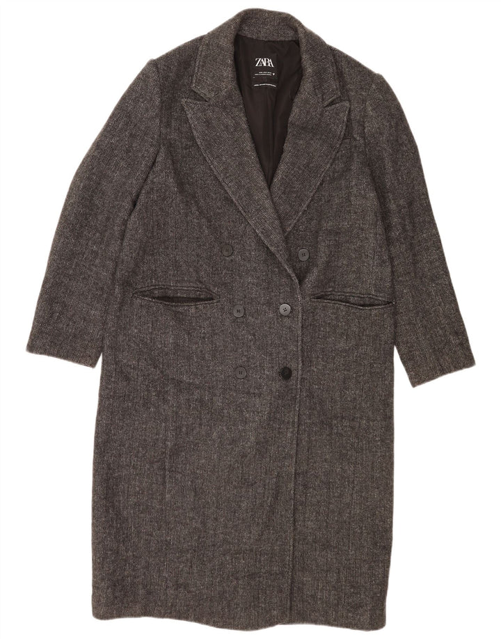 Zara Dame Oversized Double Breasted Coat UK 10 Small Grey Sildeben