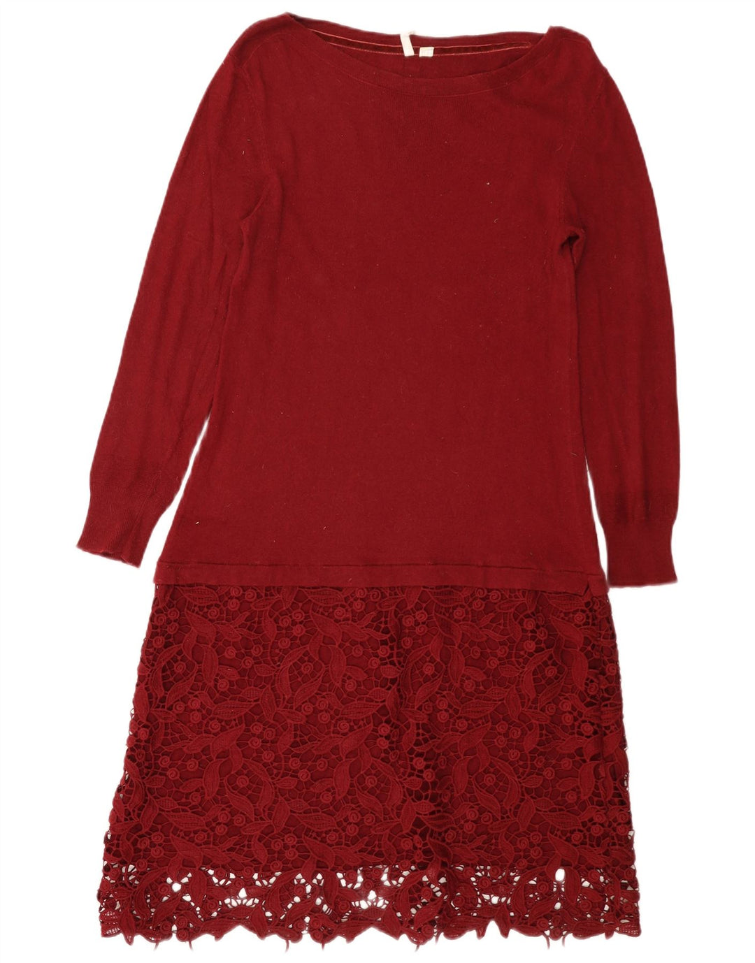 White Stuff Dame Jumper Dress UK 14 Medium Burgundy Viscose