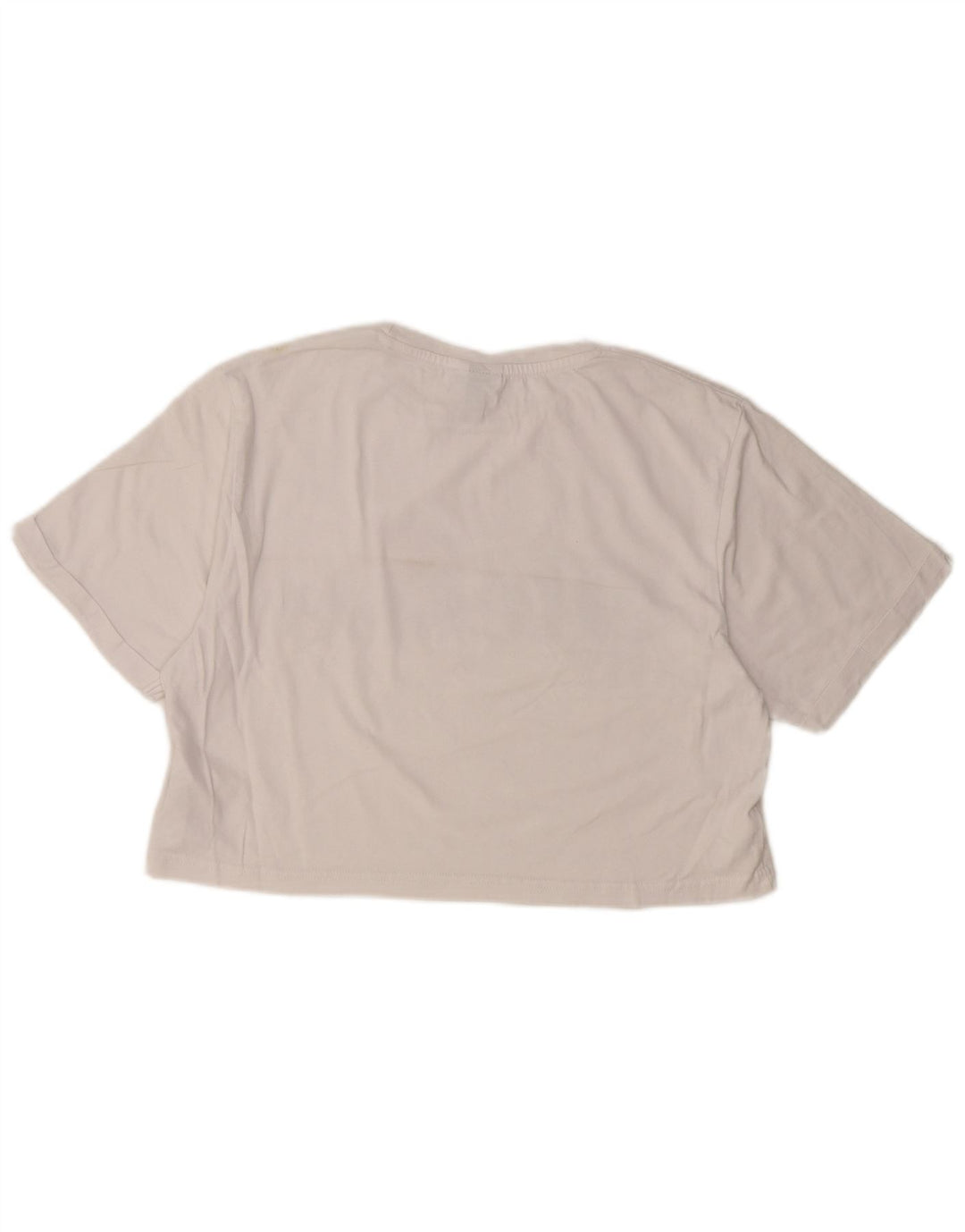 ELLESSE Dame Crop Grafisk T-Shirt Top UK 10 Small White Bomuld