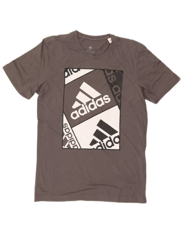 Adidas Herre Grafisk T-Shirt Top Lille Grå Bomuld