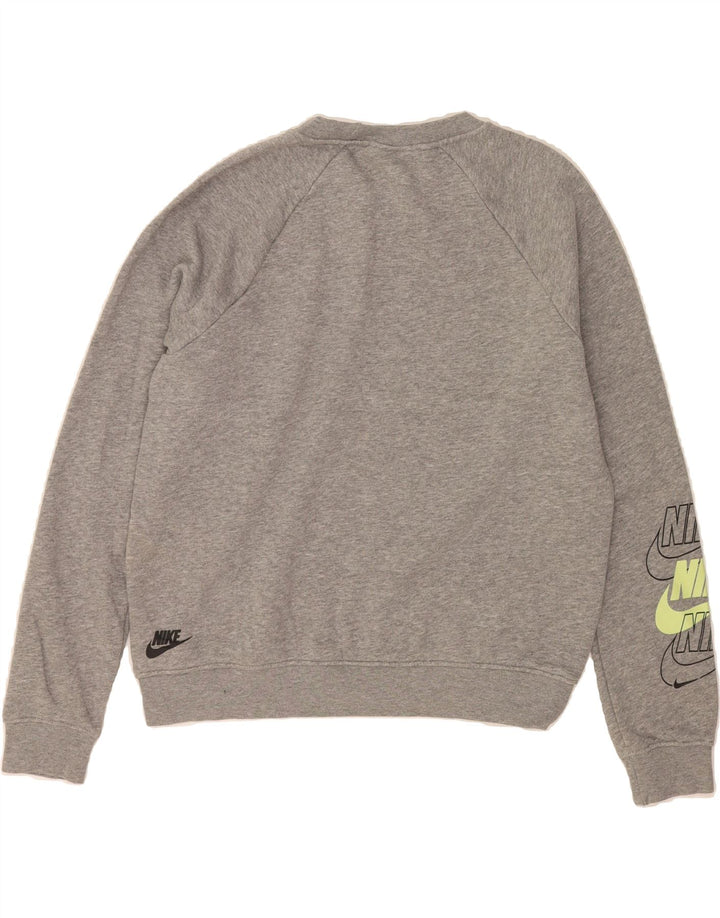 NIKE Womens Crop Oversized Graphic Sweatshirt Jumper UK 10 Small Grey Vintage Nike and Second-Hand Nike from Messina Hembry 