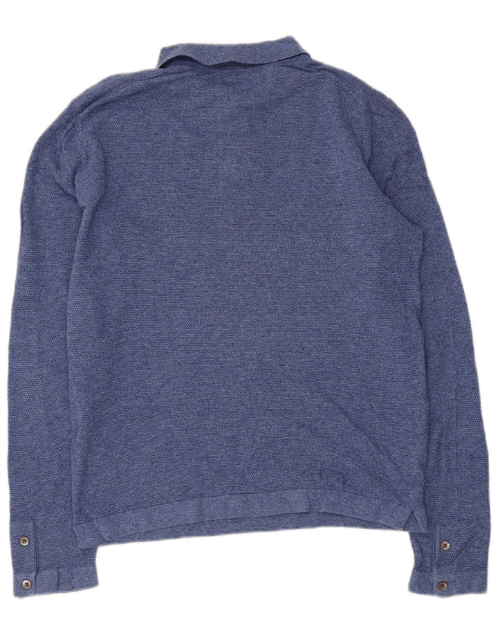 MASSIMO DUTTI Langærmet herre poloshirt Stor blå bomuld