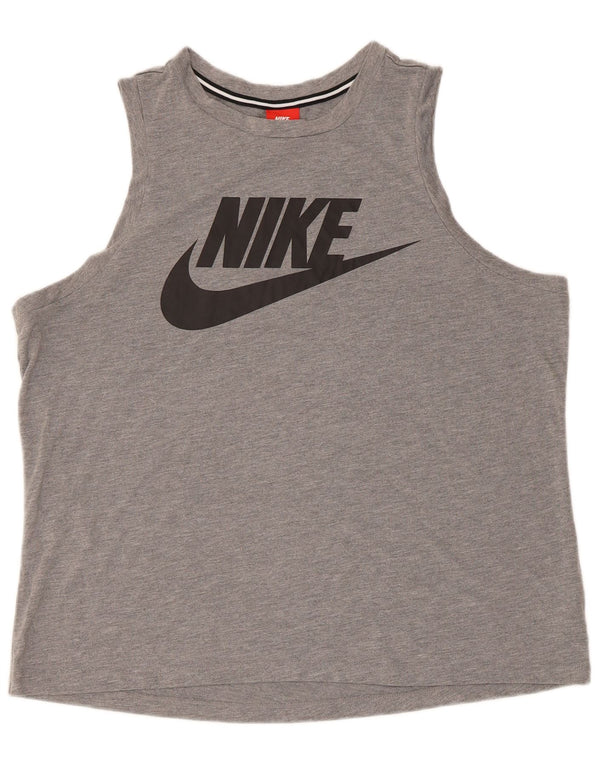 Nike Womens Regular Fit Graphic Vest Top UK 18 XL Grey Polyester