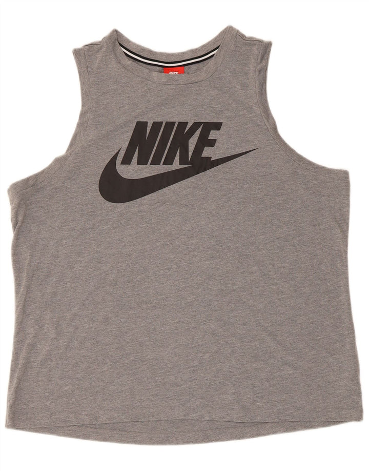 Nike Womens Regular Fit Grafisk Vest Top UK 18 XL Grå Polyester
