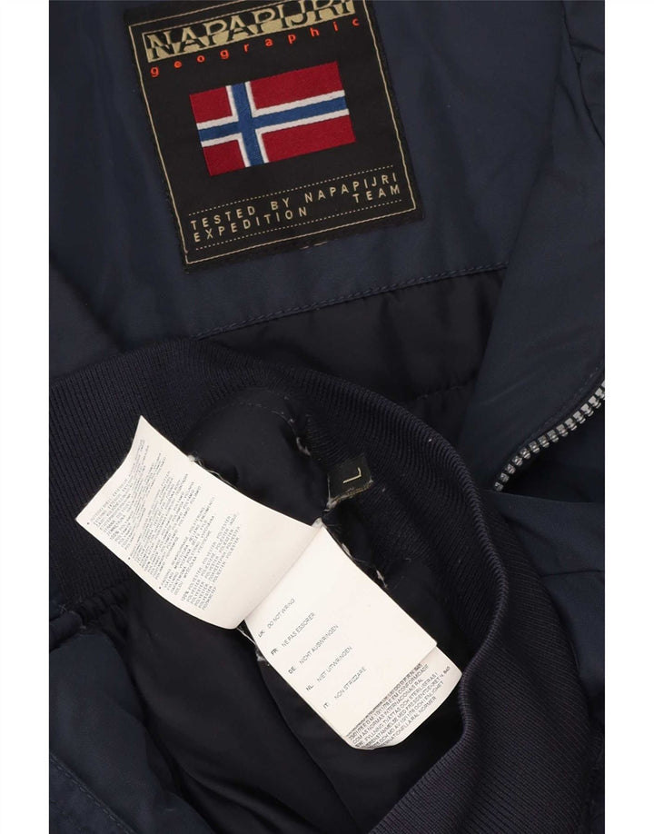 Napapijri Herre Geographic Bomber Jacket UK 40 Large Navy Blue Polyester