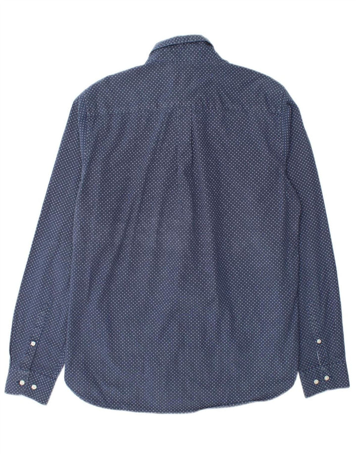 SUPERDRY Mens Regular Fit Shirt Medium Navy Blue Spotted Cotton