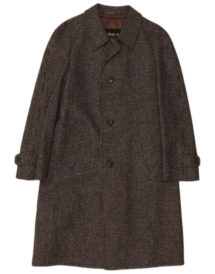 LORD Herre Overfrakke IT 50 Stor Grå Houndstooth Ny Uld