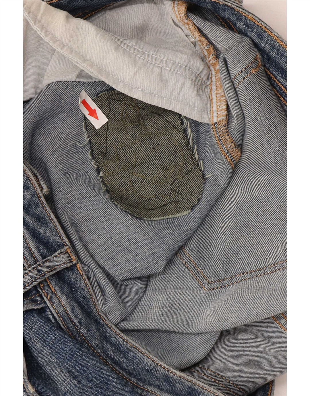 Zara Dame Distressed Straight Jeans EU 42 Large W32 L26 Blå