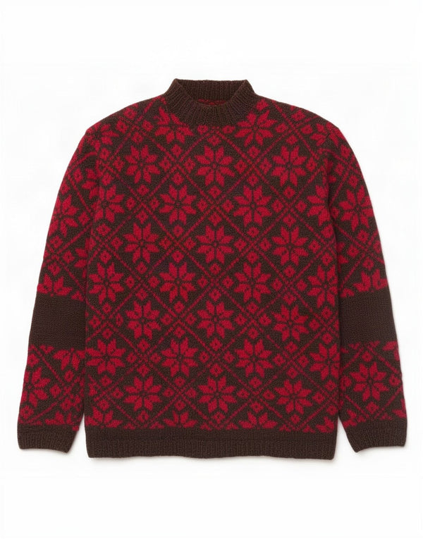 Vintage Dame Turtle Neck Jumper Sweater UK 16 Large Red Fair Isle